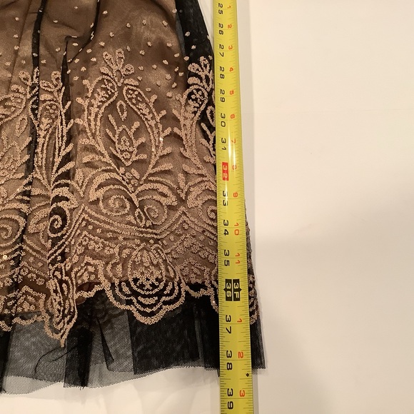Adrianna Papell Formal Mini Dress Size 12P VNeck Black Beaded Lace Overlay - Picture 9 of 15